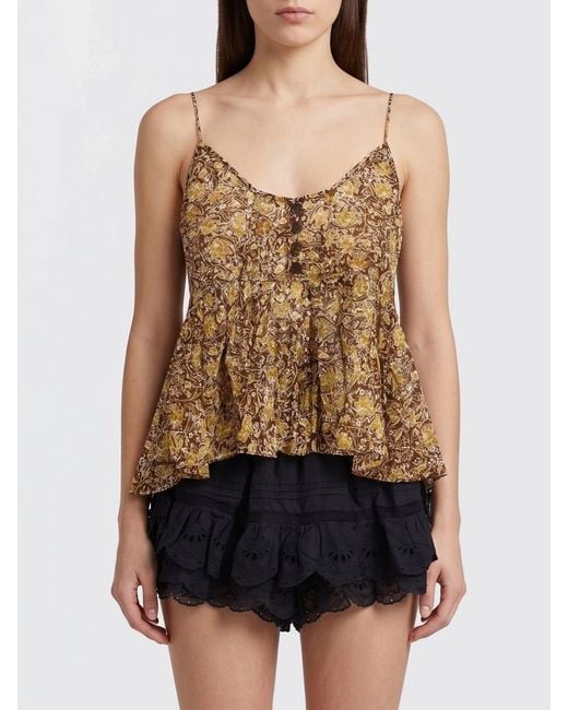 Isabel Marant Black Cotton Lirhetta Top With Floral Print
