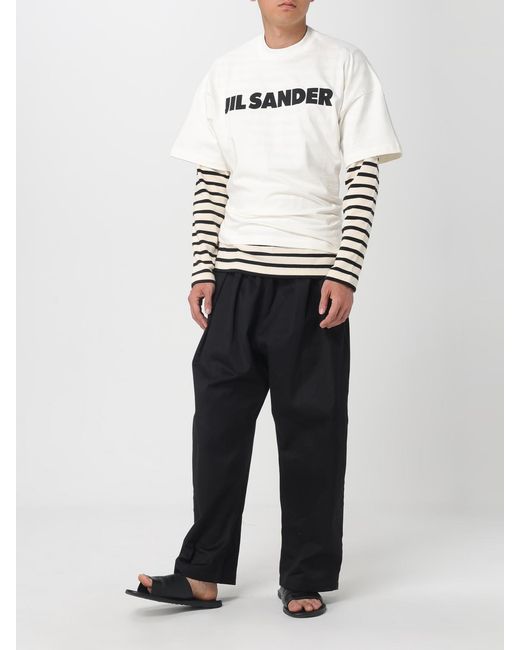 Jil Sander White Cotton T-Shirt With Logo for men