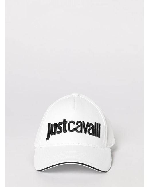 Just Cavalli White Cotton Twill Cap With Embroidered Logo for men