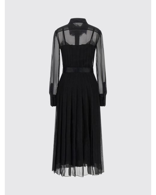 Dolce & Gabbana Blue Dolce &Amp Gabbana Midi Silk Shirt Dress With Ruffle Collar And Waist Belt