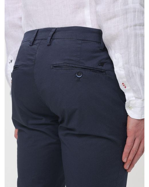 Mason's Blue Stretch Cotton Chino Trousers for men