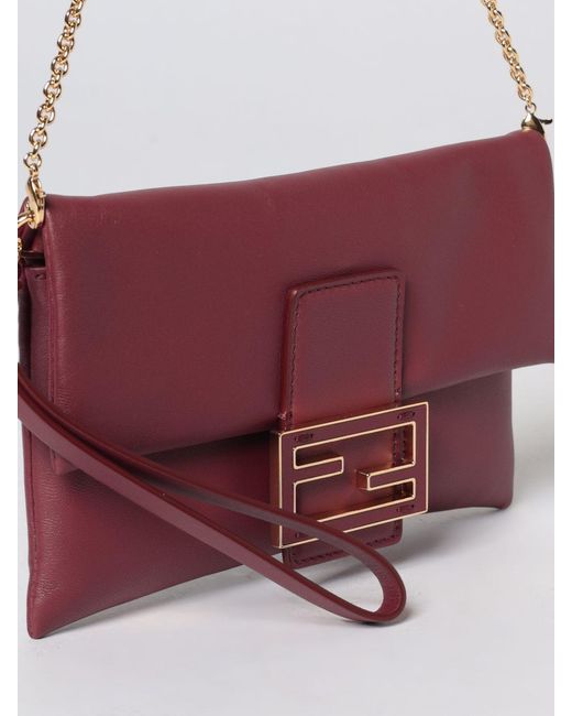 Fendi Brown Nappa Leather Baguette Mom Pouch