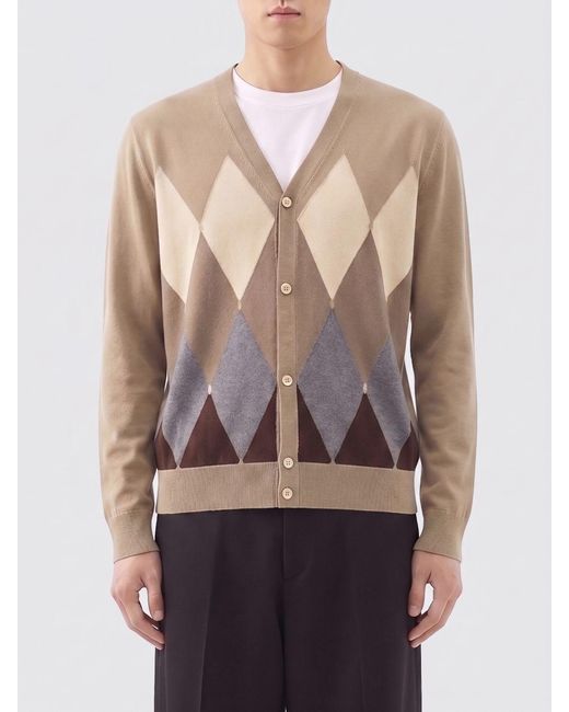 Ballantyne Rautenmuster-Cardigan Aus Baumwolle Und Kaschmir in Natural für Herren