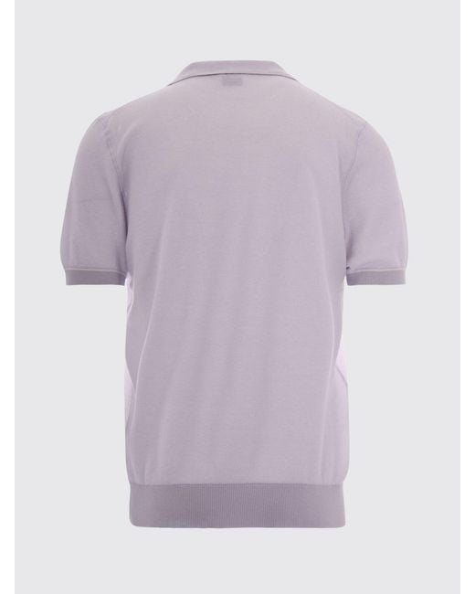 Boss Purple Cotton Knit Polo Shirt for men