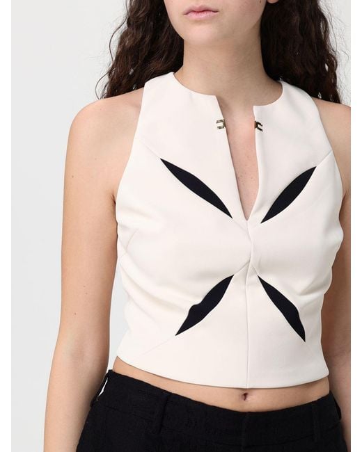 Elisabetta Franchi Black Crêpe Cropped Top