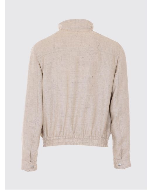Brunello Cucinelli Blue Wool And Linen Blend Bomber Jacket for men