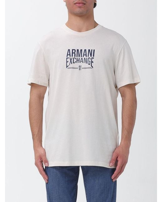 ARMANI EXCHANGE White Crew Neck T-Shirt With Logo for men