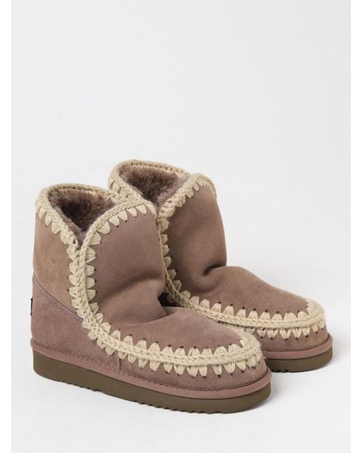 Mou Brown Flat Ankle Boots