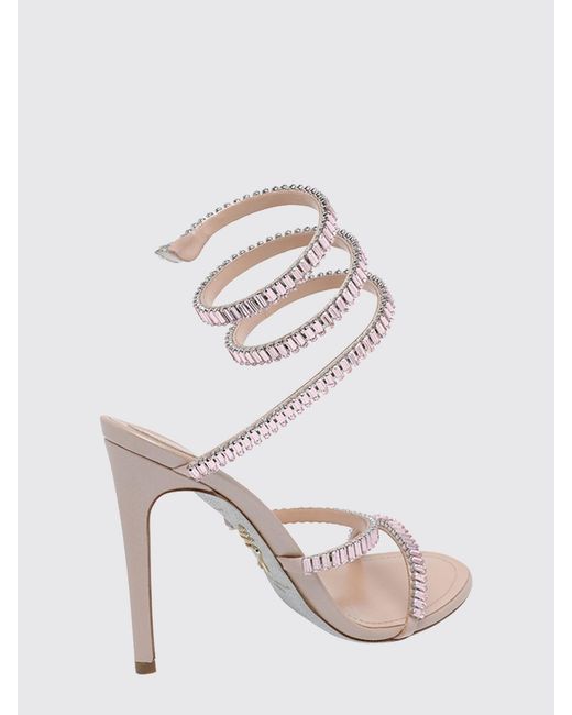 Rene Caovilla Multicolor Cleo Sparks Laminated Nappa Sandals With Baguette Rhinestones