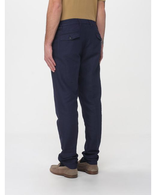 Eleventy Blue Cotton And Linen Slim Fit Trousers for men