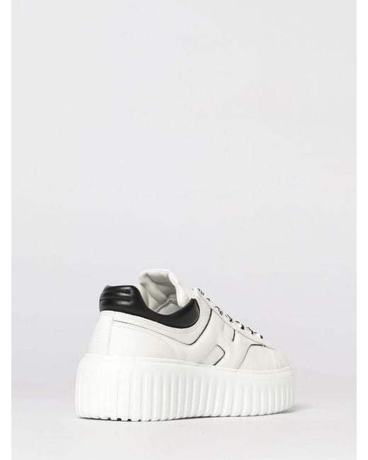 Hogan White H-Stripes Leather Sneakers
