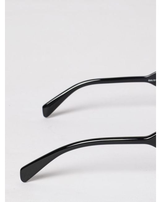 Miu Miu White Triangular Frame Acetate Sunglasses With Contrast Logo