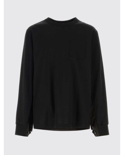 Sacai Black Basic Cotton T-Shirt for men