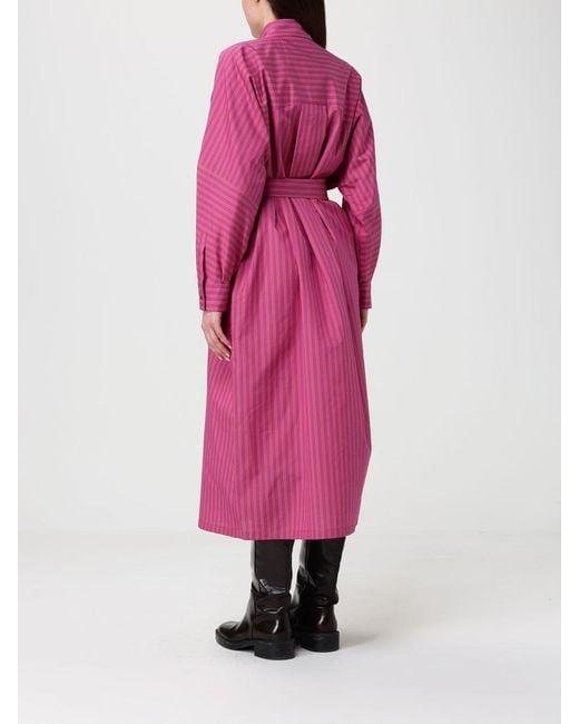 Max Mara Pink Striped Cotton And Silk Chemisier Dress