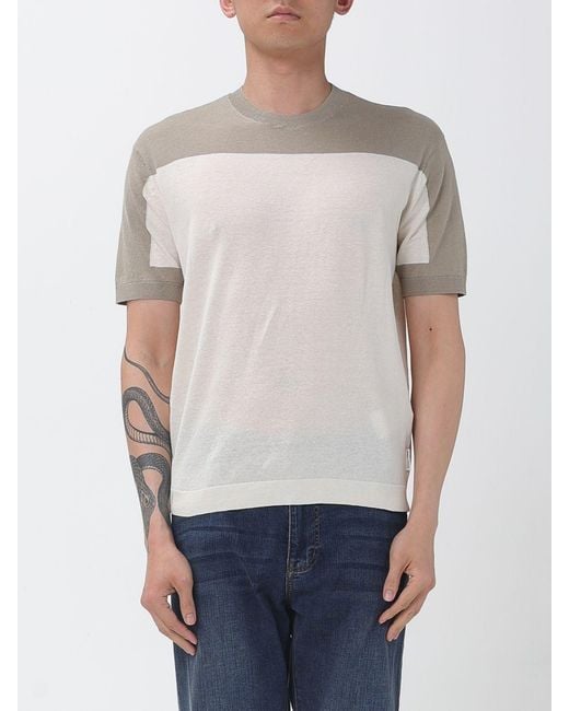 ARMANI EXCHANGE Gray Two Tone Linen And Cotton Crew Neck Sweater for men