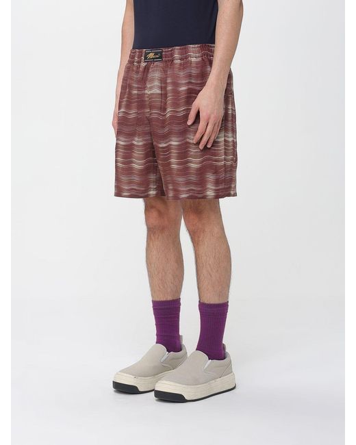 Marni Red Ramie Jogging Shorts for men
