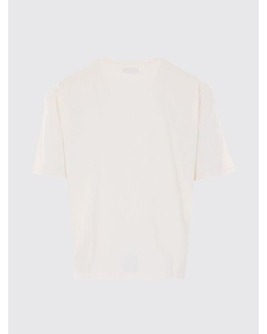 AMISH White Graphic Logo Print Cotton T-Shirt With Dropped Shoulders for men