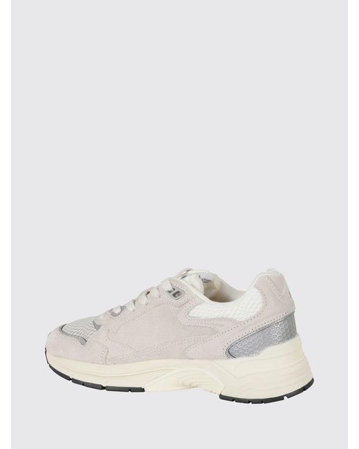 Autry White Hyperway Two-Tone Leather And Mesh Sneakers With Cut-Out Logo