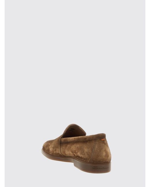 Santoni Brown Malibù Suede Loafer for men