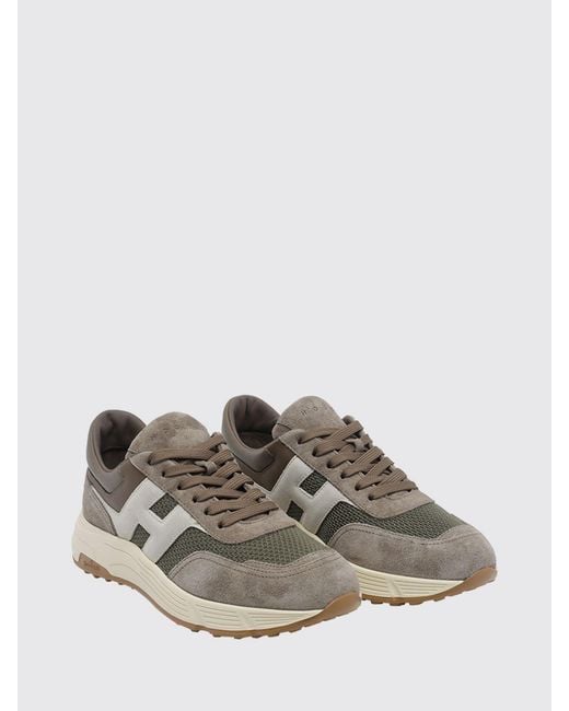 Hogan White Hyperlight Leather And Mesh Sneakers With Serrated Sole for men