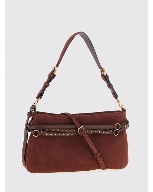Pinko Brown Suede Bag With Micro Studs