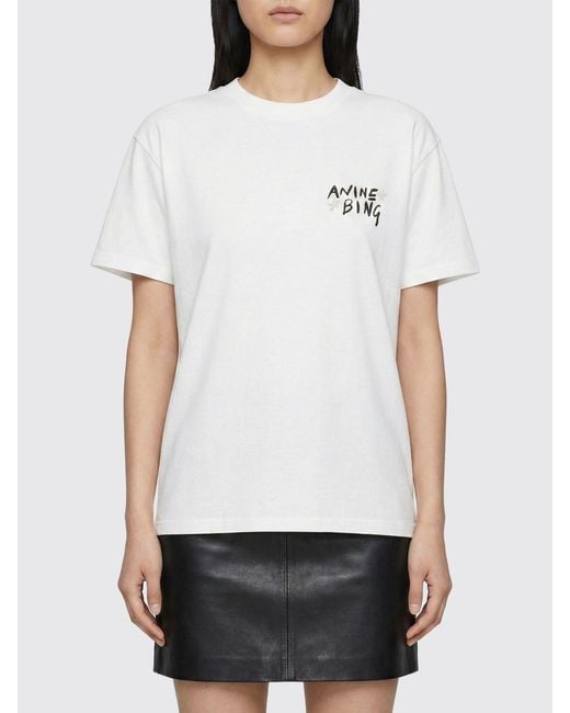 Anine Bing White Cotton T-Shirt With Logo