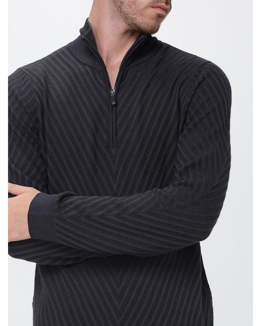 Emporio Armani Blue Slim Fit Chevron Virgin Wool Turtleneck Jumper for men