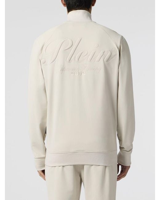 Philipp Plein Natural Cotton-Blend Turtleneck Sweatshirt With Hexagon Logo for men