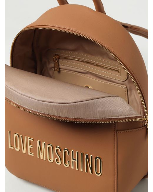 Zaino in pelle sintetica con logo di Love Moschino in Natural