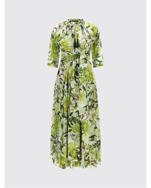 Samantha Sung Green Eden A-Line Floral Print Cotton Midi Dress