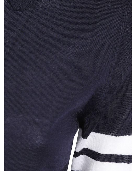 Thom Browne Blue 4-Bar Virgin Wool Knit Polo