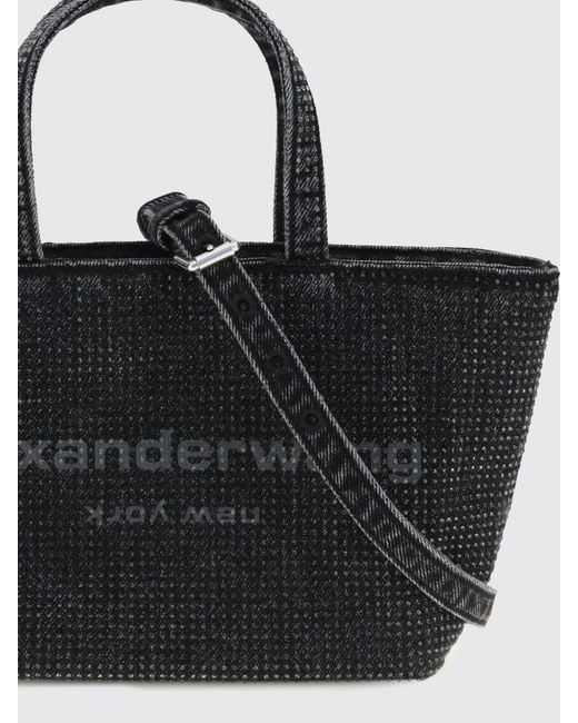 Alexander Wang Black Crystal Embellished Cotton Tote Bag With Tone-On-Tone Logo