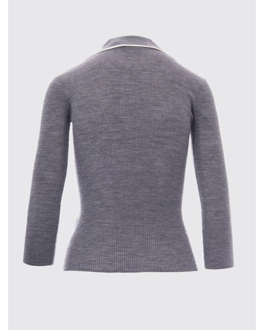 Elisabetta Franchi Blue Slim Fit Long-Sleeved Ribbed Knitted Polo Shirt