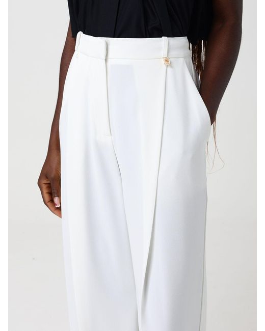 Elisabetta Franchi White Crêpe Classic Trousers