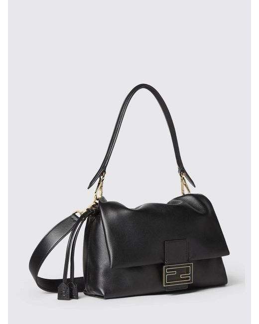 Fendi Black Mamma Baguette Medium Bag