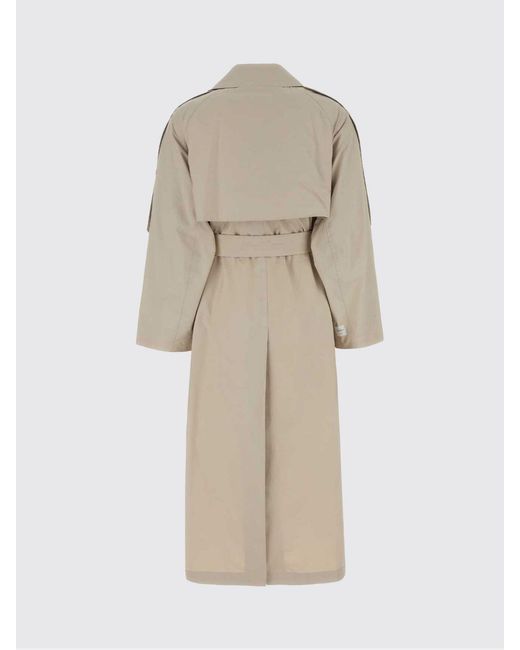 Max Mara Natural Double Breasted Cotton Blend Trench Coat