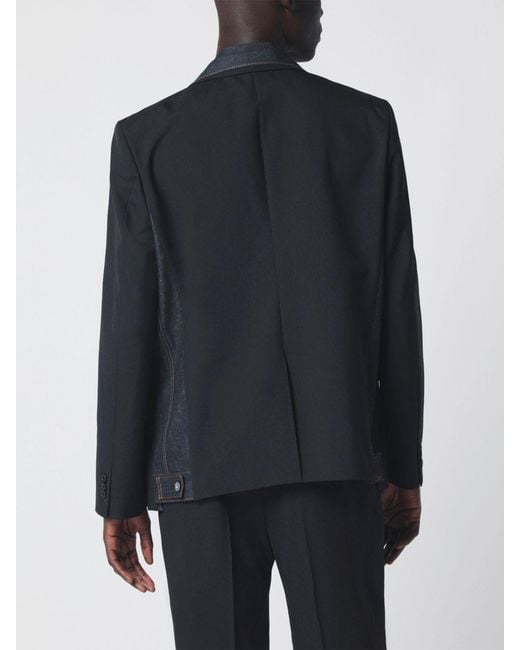 Sacai Blue Cropped Single-Breasted Cotton Blazer With Two-Button Closure for men