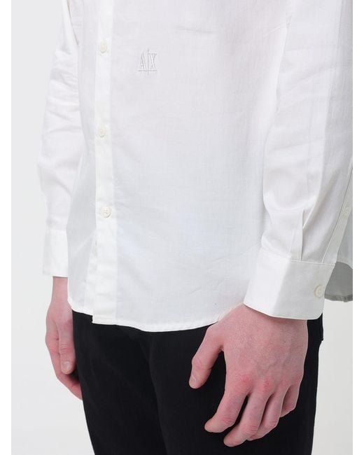 ARMANI EXCHANGE White Classic Cotton Poplin Shirt for men
