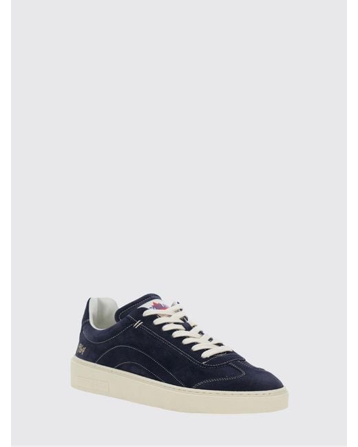 DSquared² Blue Suede Calfskin Low-Top Sneakers With Side Logo