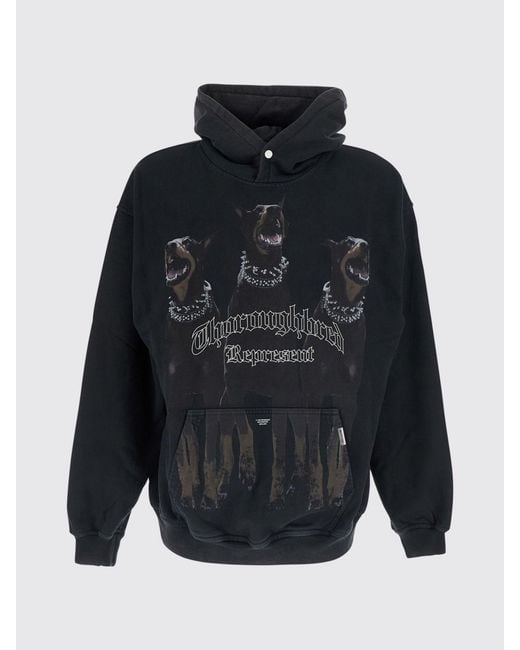 Represent Blue Relaxed Fit Graphic Print Cotton Hoodie for men