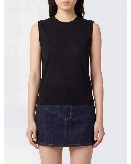 AMI Black Slim Fit Cotton Tank Top With A Tone-On-Tone Crewneck Logo
