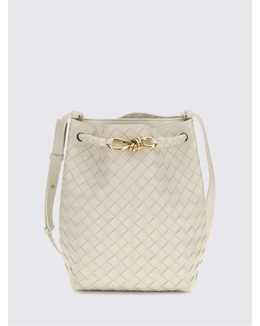 Bottega Veneta Natural Andiamo Woven Leather Bucket Bag