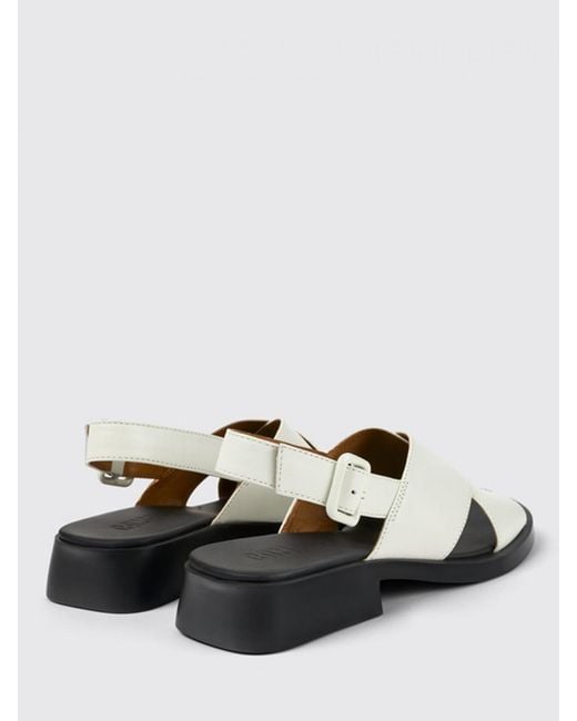 Camper White Flat Sandals