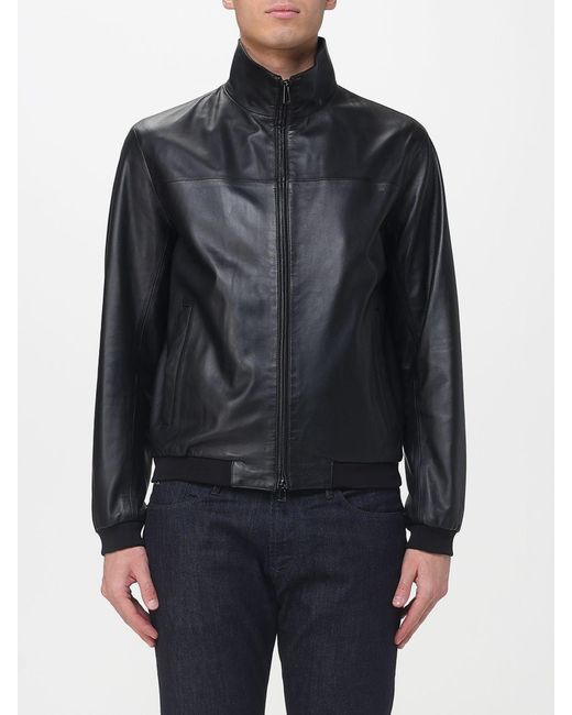 Emporio Armani Black Lambskin Leather Jacket for men