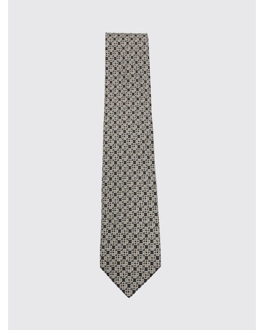 Ferragamo White Gancini Printed Silk Tie for men