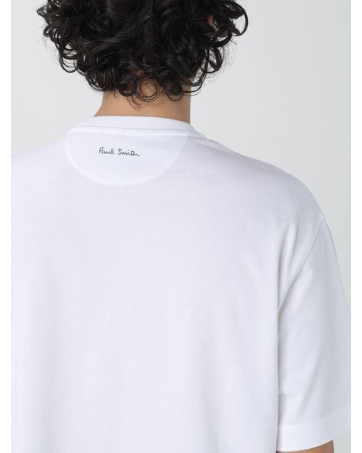 T-shirt in cotone con stampa di Paul Smith in White da Uomo