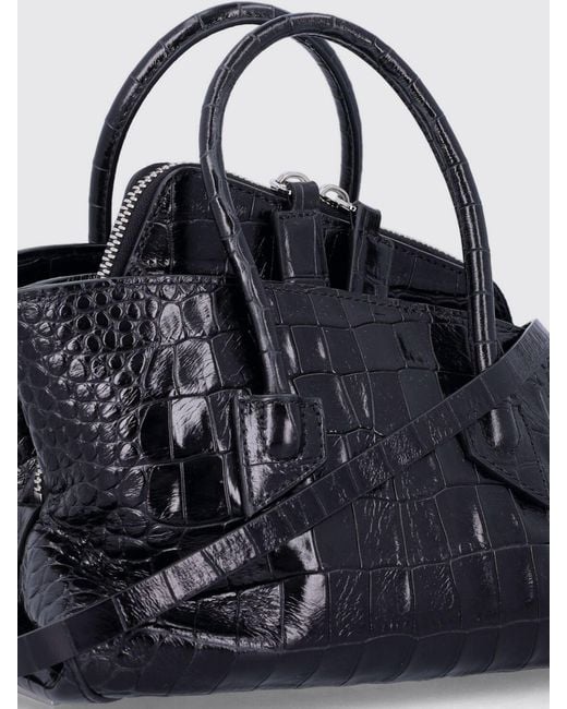 The Attico Black La Passeggiata Crocodile-Effect Leather Mini Handbag
