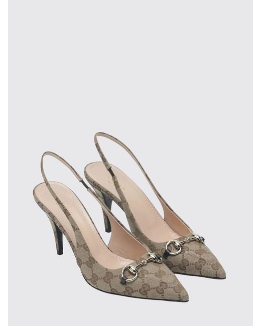 Gucci White Gg Jacquard Monogram Canvas Slingback