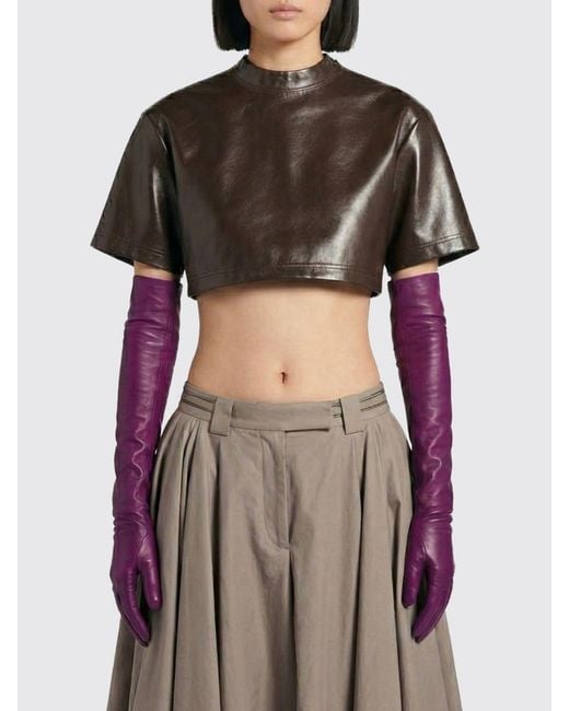 Balenciaga Brown Leather Crop Top