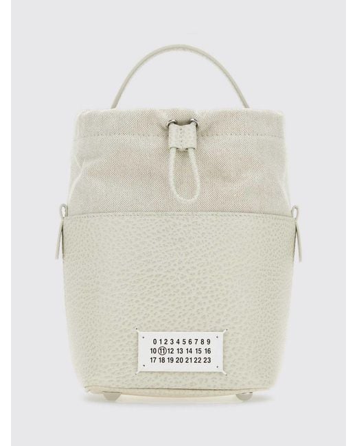 Maison Margiela White 5Ac Mini Grained Leather Bucket Bag